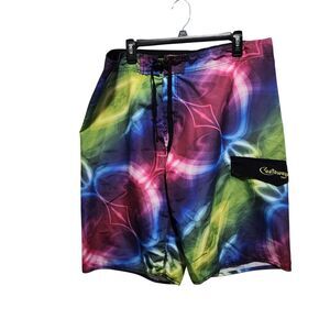 Castaways Men's 3XL Swim Trunks Hawaiian Tropical Board Shorts Mesh‎ Lined 40-42